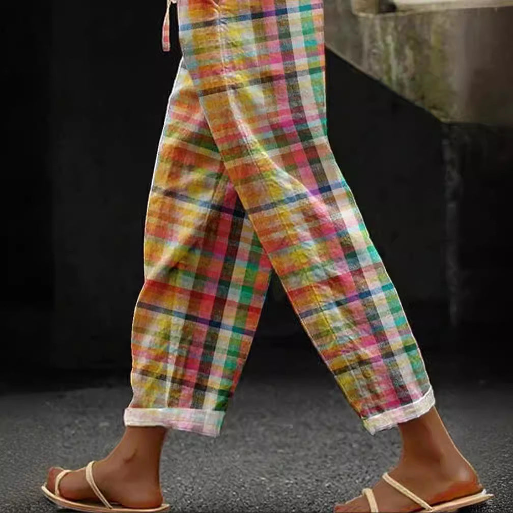 Pantalons d'été à carreaux pour femmes Chic & Stil