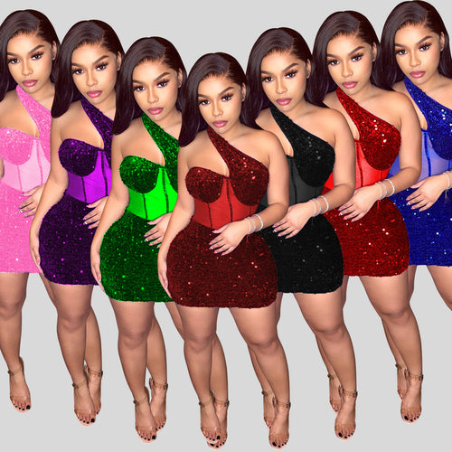 Lune London One-Shoulder Sparkly Bodycon Dress