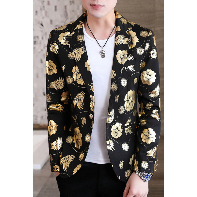 Men's Blazer Elegant with Floral Design and Golden Accents Lune London