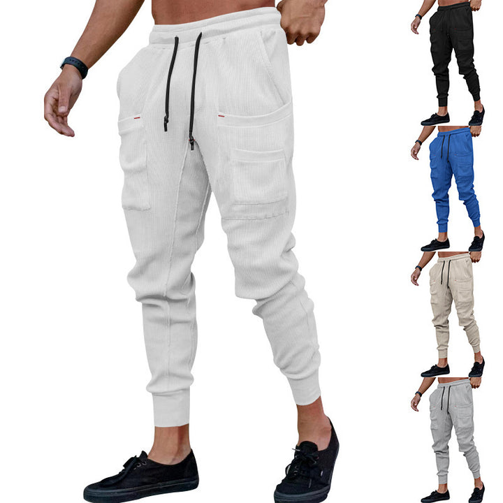 Casual men's jogger pants with practical side pockets and elastic waistband Lune London