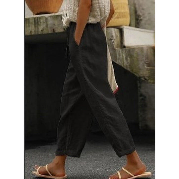 Lune London | Women Casual Linen Pants with Elastic Waistband and Side Pockets