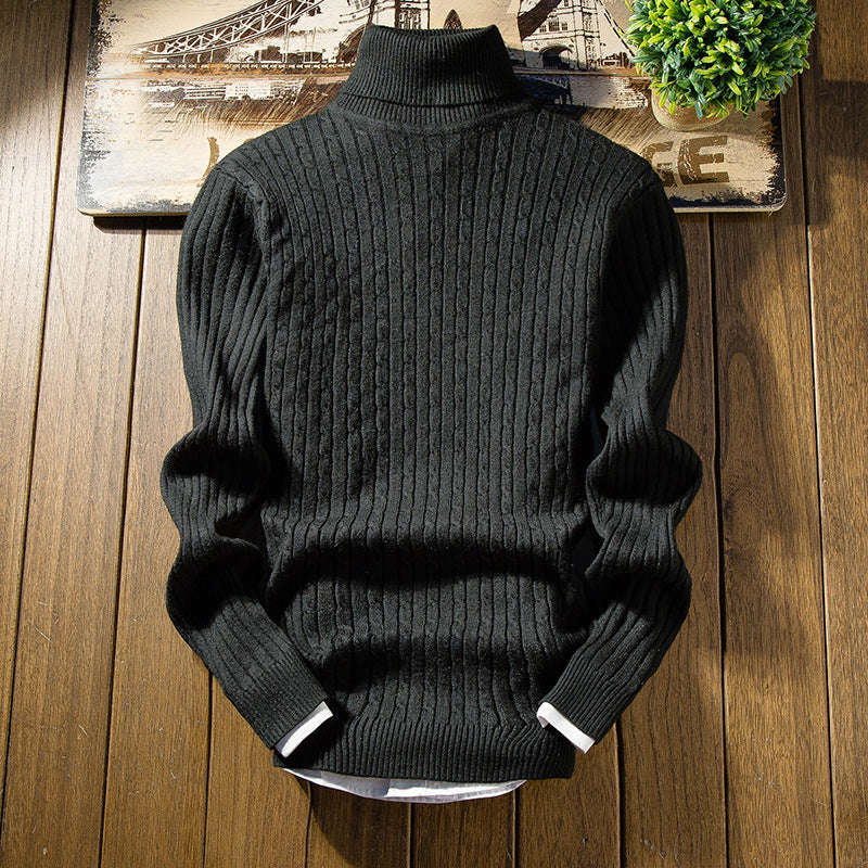 Knitted sweater for men with high collar and textured design Lune London