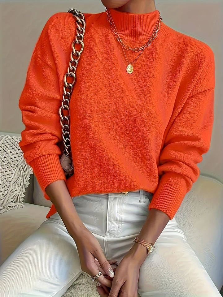 Sweater pour femmes avec col montant et matériau doux Chic & Stil
