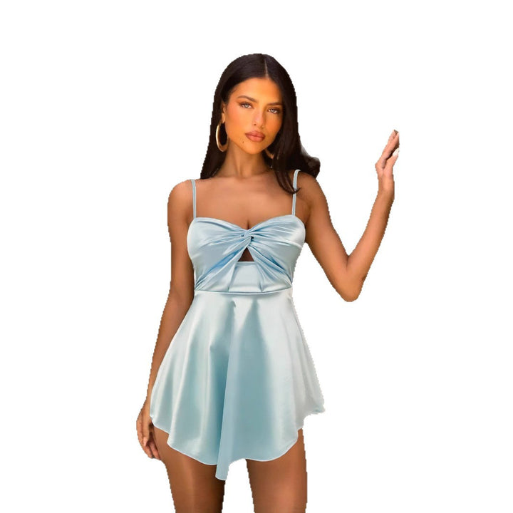 Women's summer dress with sophisticated draping and adjustable straps Lune London