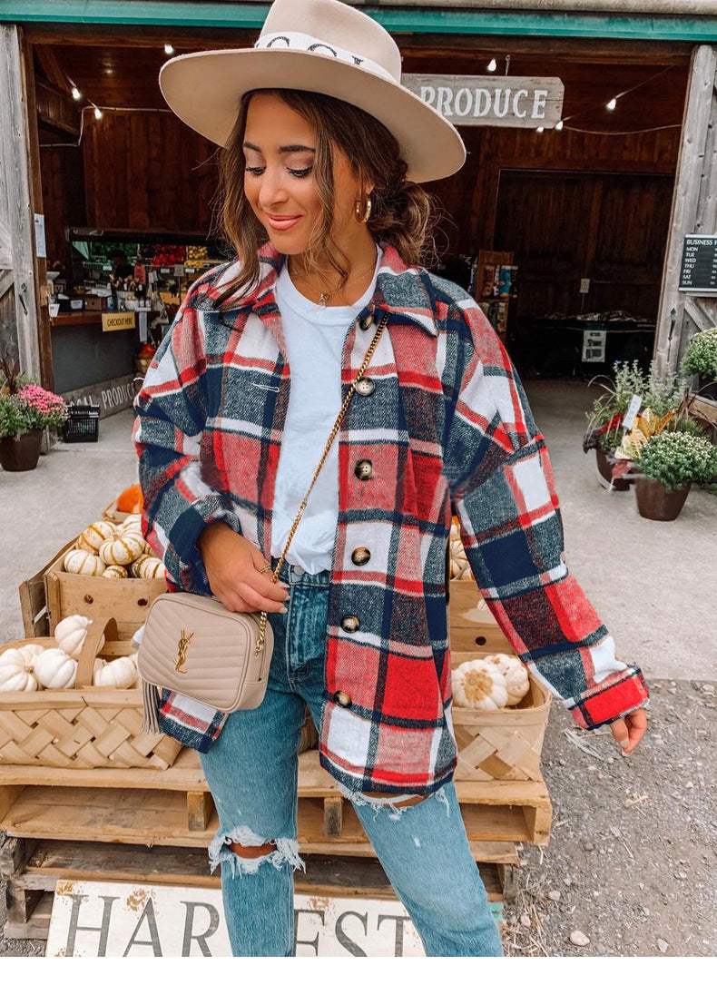 Casual checked flannel jacket for ladies with button details Lune London