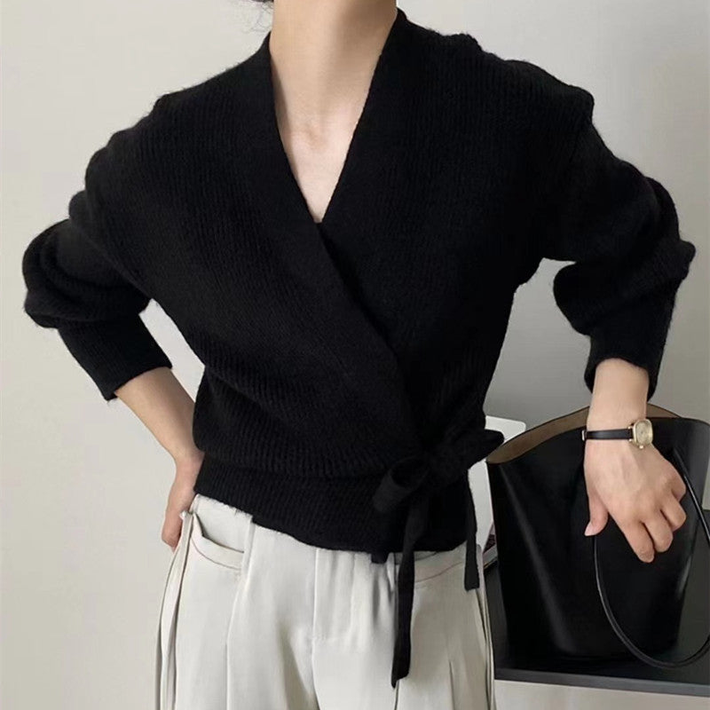 Women's wrap jacket with wide sleeves and a knot at the waist Lune London
