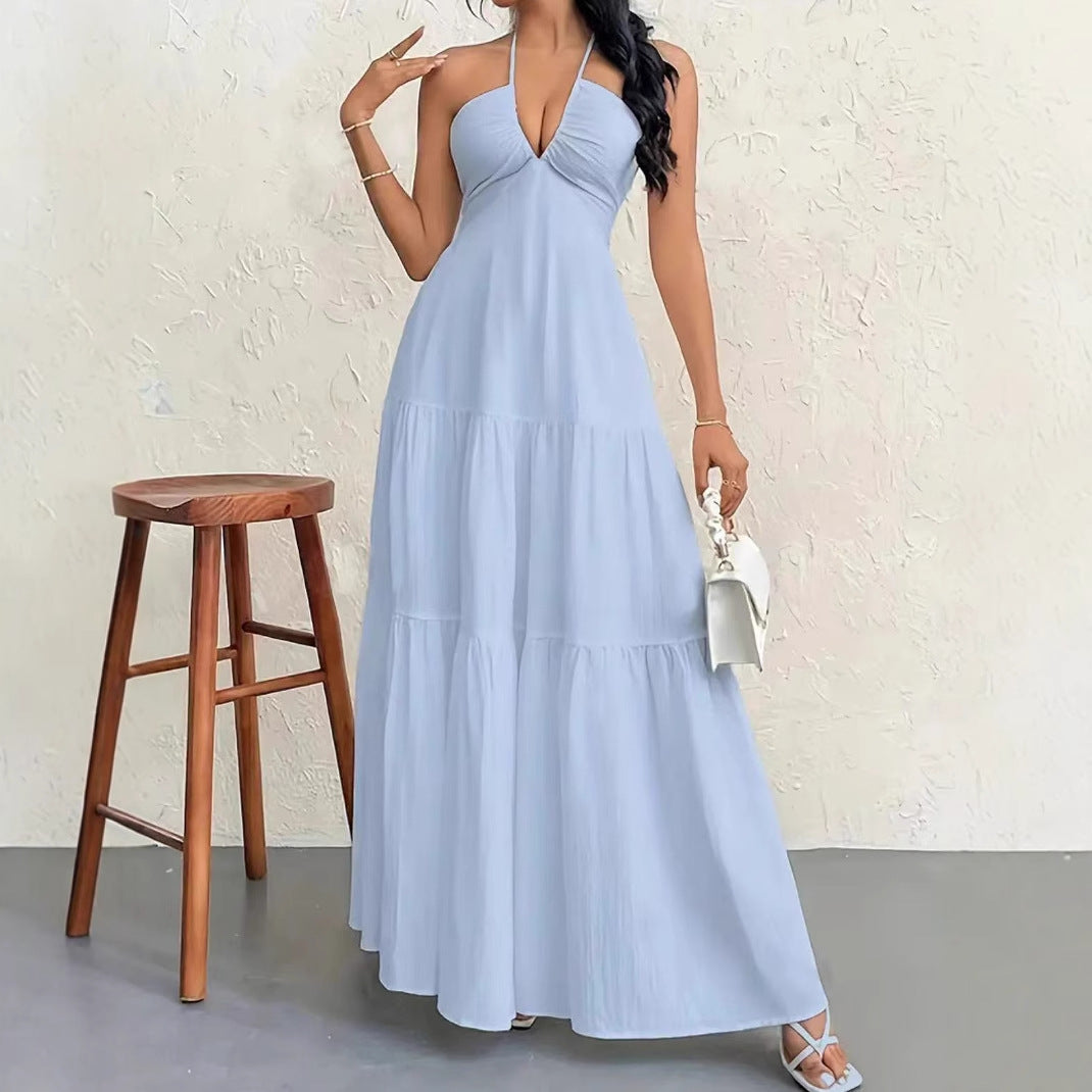 Maxi dress for women with off-shoulder design and casual ruffle details Lune London