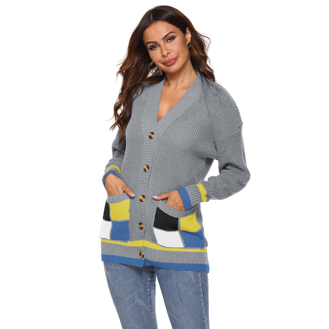 Knit jacket for women with colorful details and large buttons Lune London