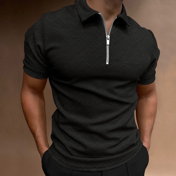 Men's zip polo short sleeves textured Lune London