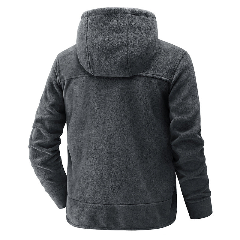 Fleece jacket for men with practical pockets and adjustable hood Lune London