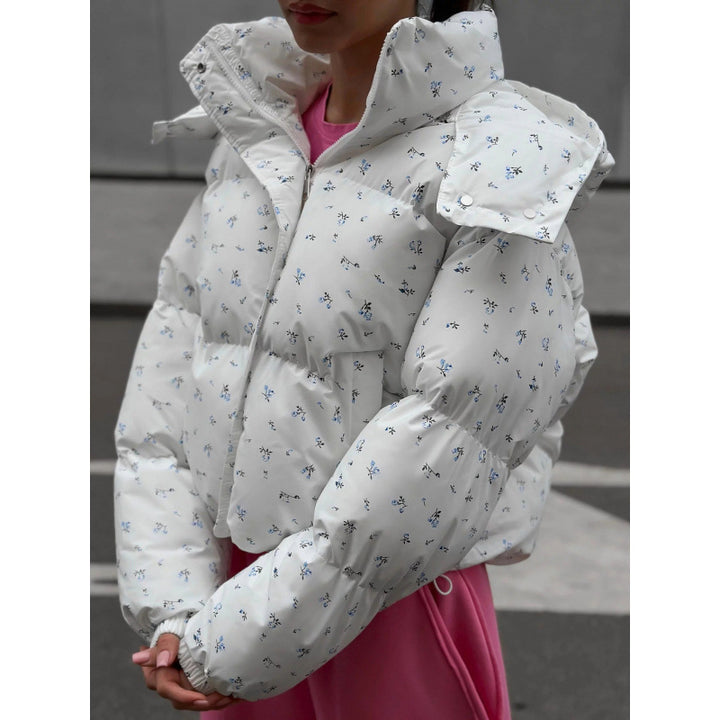 Floral quilted jacket for women, lined, with a chic and stylish modern design