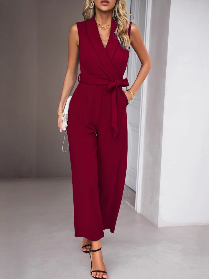 Ladies Elegant Jumpsuit with wrap effect and chic waist belt and style