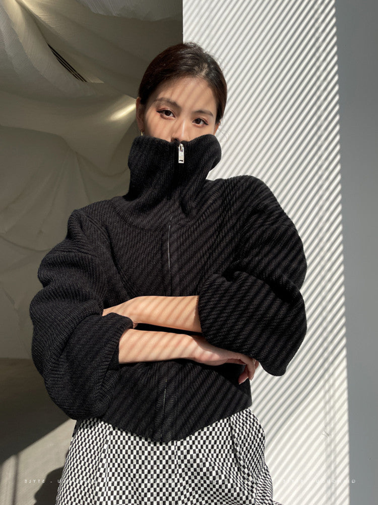 Pull en maille épaisse pour femme avec col montant et coupe oversize Chic & Stil