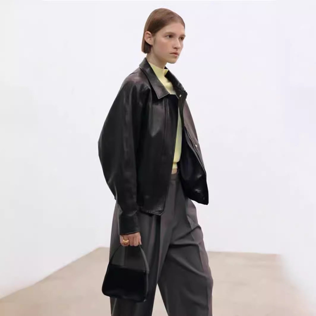Veste décontractée en faux cuir pour femmes avec des manches volumineuses Chic & Stil