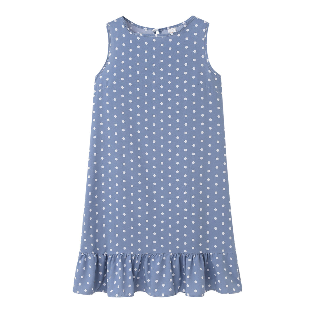Summer polka dot shift dress for women with ruffle hem Lune London