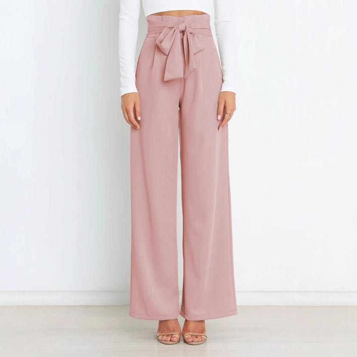 Ladies Elegant Loose Fabric Trousers with Waist Belt Lune London