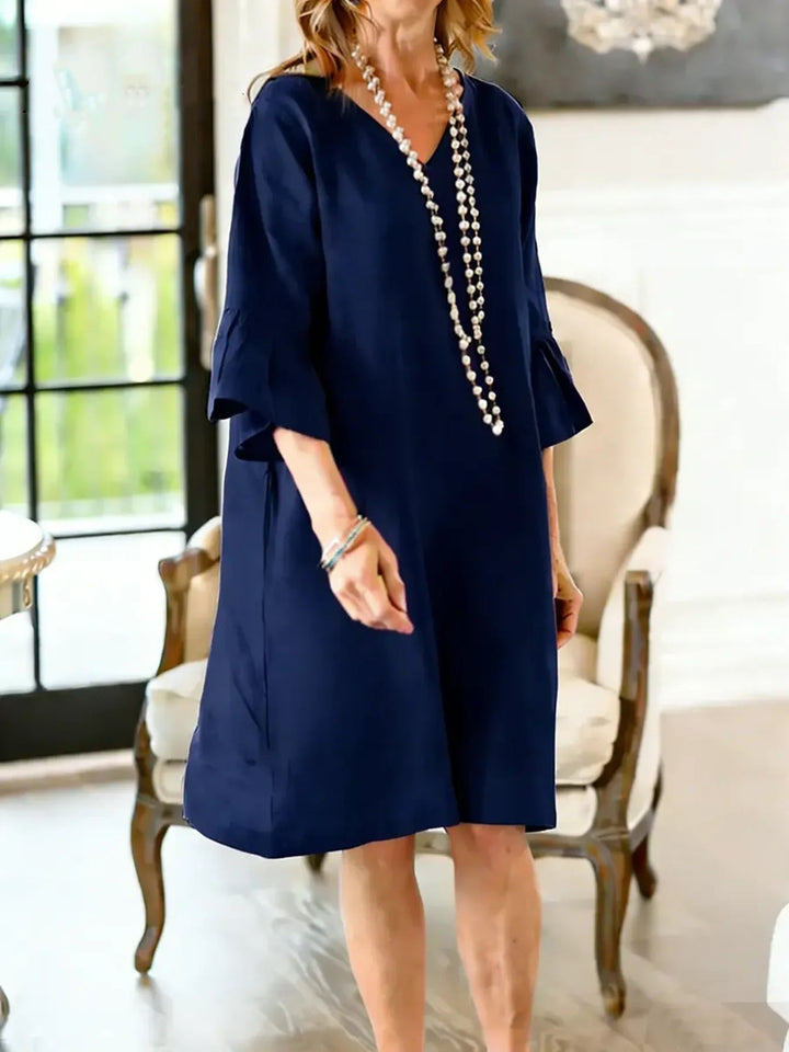 Women Hip-length Casual Dress with Modern Ruffle Details Lune London