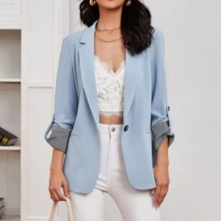 Ladies elegant blazer with structured design and practical lace detail Lune London