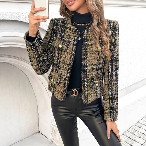 Lune London | Women's tweed blazer jacket with gold buttons