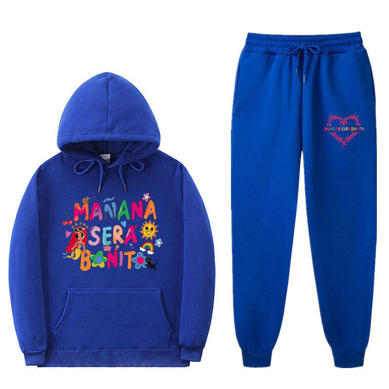Women's Sweatshirt and Jogging Pants Set with Colorful Print Lune London