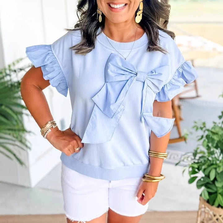 Women Ruffles Knots Detail Sweater Top Chic and Style