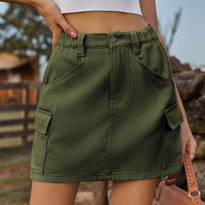 Mini cargo dress for women with practical side pockets and elastic waist Chic and стиль