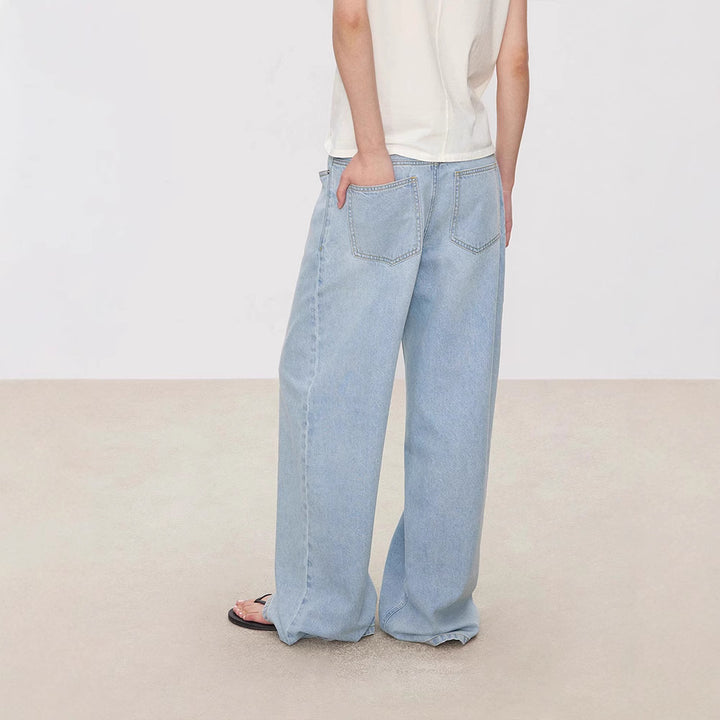 Culotte en denim à coupe ample pour femmes avec taille haute et bande élastique