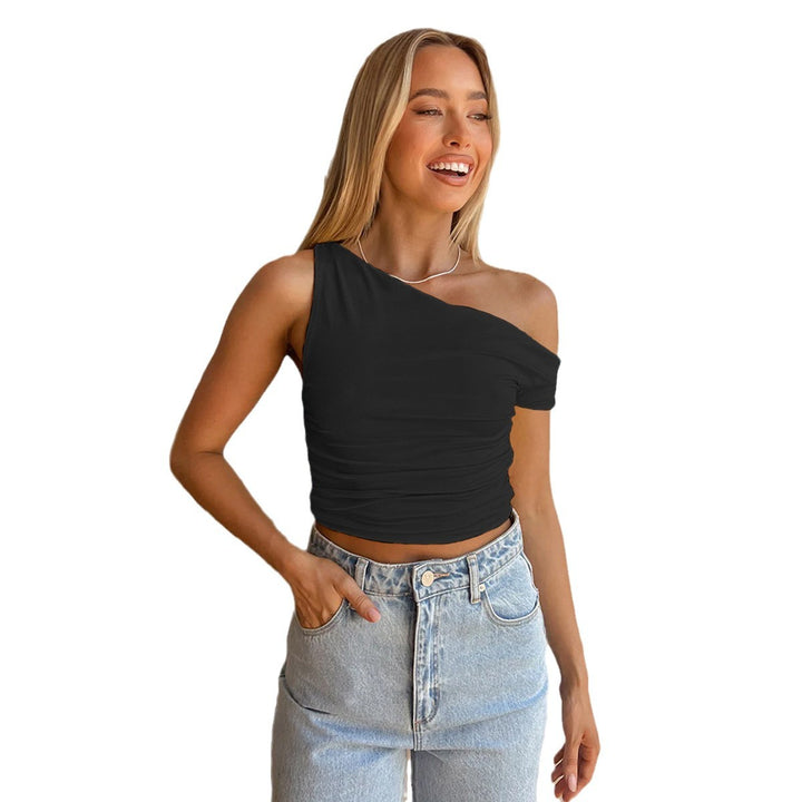 Women's asymmetrical crop top with gathers Lune London