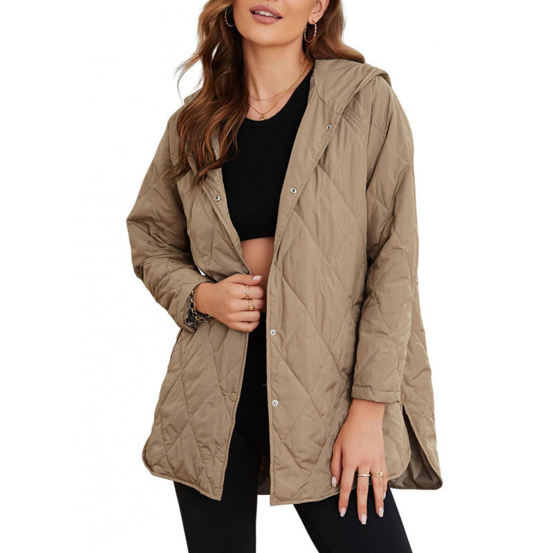 Ladies warm quilted jacket with hood Lune London
