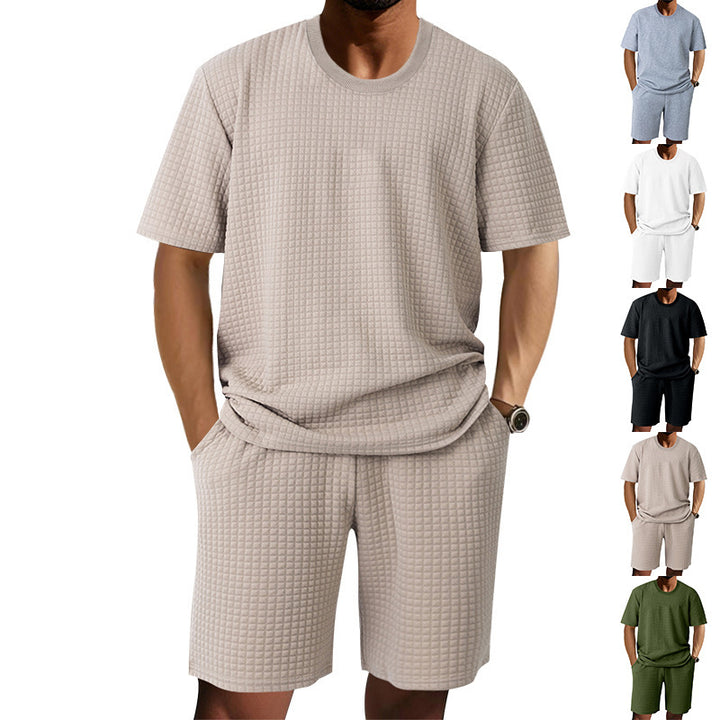 Casual short-sleeve set for women with textured top and shorts Lune London