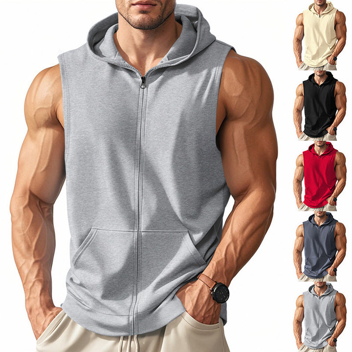 Hooded vest for men with practical pockets and full zip Lune London
