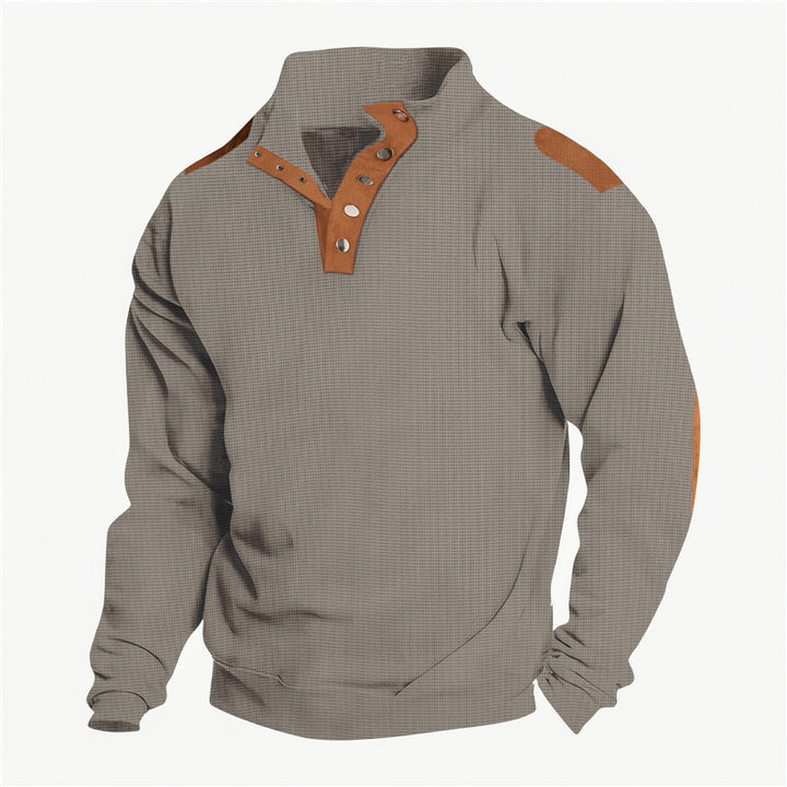 Casual men's sweater with a trendy button placket and reinforced shoulders Lune London