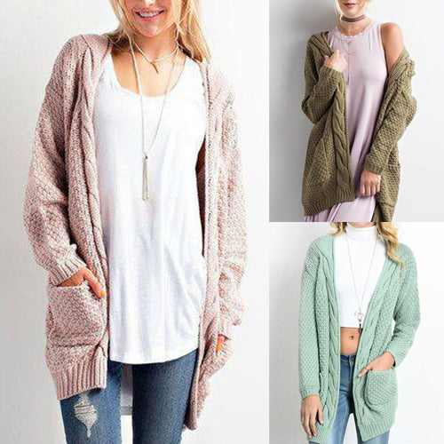 Women's knit jacket with pockets and detailed cable pattern structure Lune London