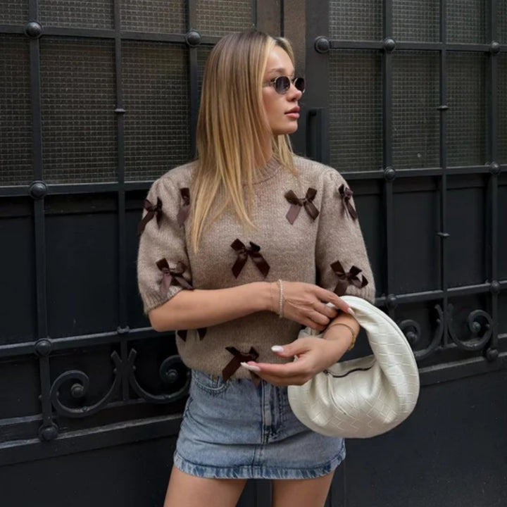 Knit sweater for women with decorative bow details Lune London