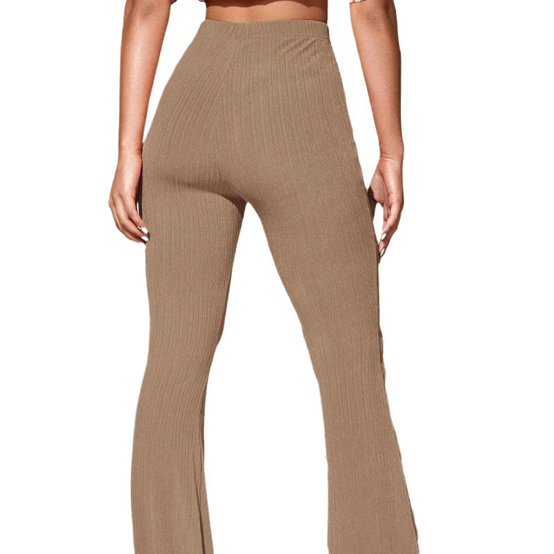 Casual bootcut pants for women with ribbed texture Lune London