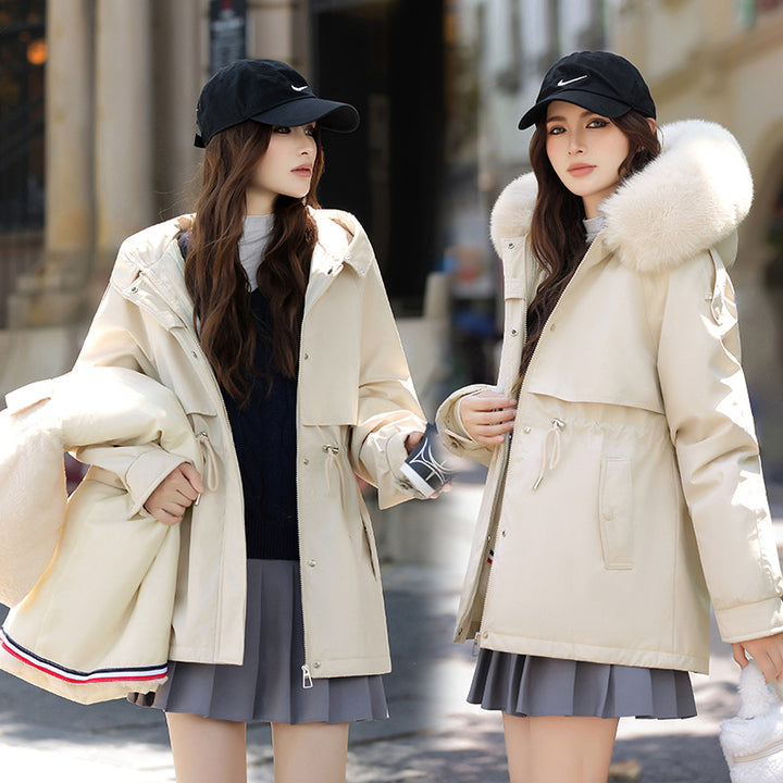 Women's winter coat with removable faux fur collar Lune London