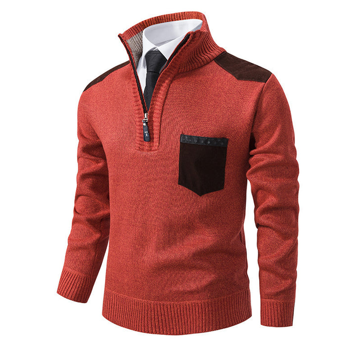 Elegant sweater for men with a high collar and fine contrasting details Lune London