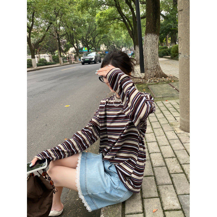 Women’s casual long sleeve shirt with fashionable striped pattern Chic & Stil 1772576621