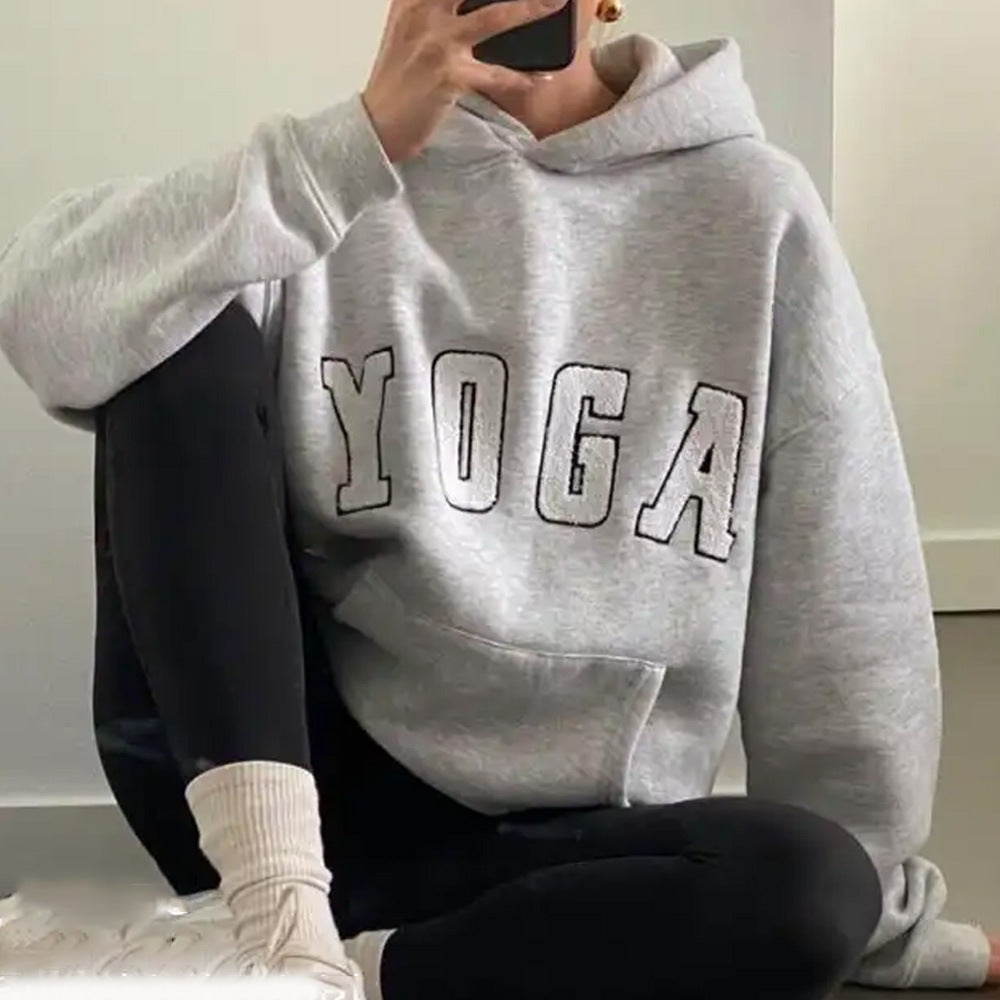 Ladies Athletic Sweatshirt with Creative YOGA Print Lune London
