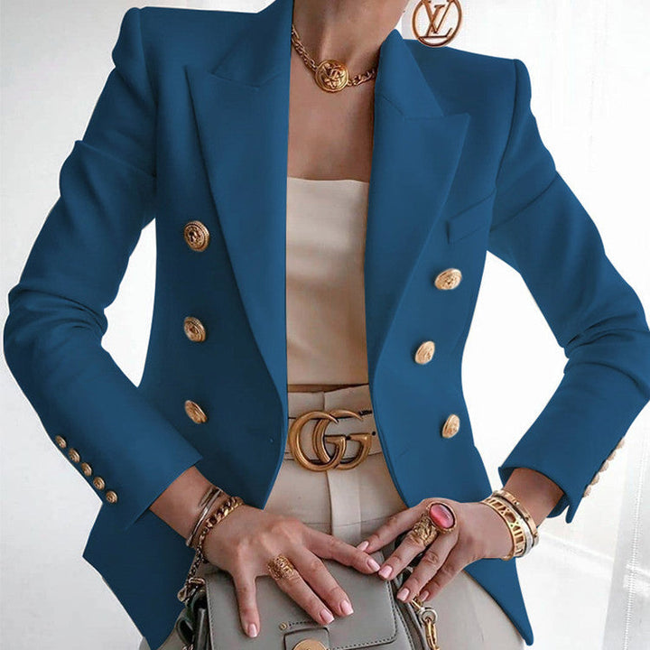 Women's Elegant Double-Breasted Blazer with Golden Buttons Lune London