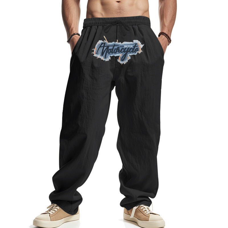 Casual men's pants with elastic waistband and unique graphic print Lune London
