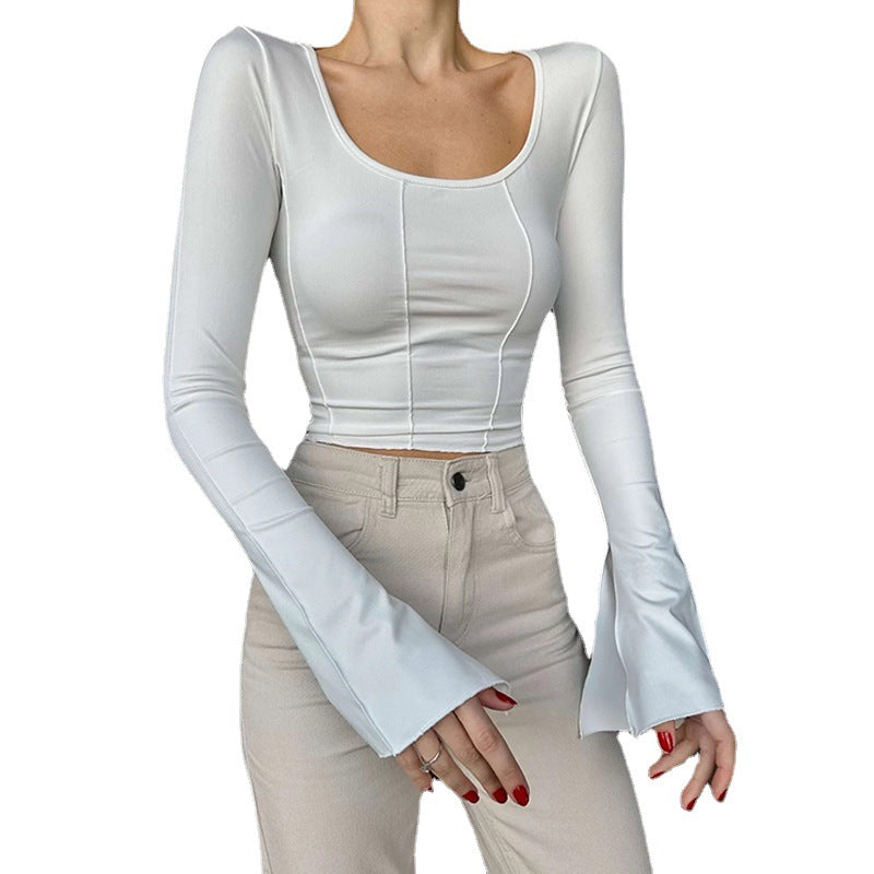 Cropped long sleeve blouse for women with elegant wing sleeves Lune London