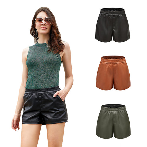 High-waisted fashion shorts for women in faux leather Lune London