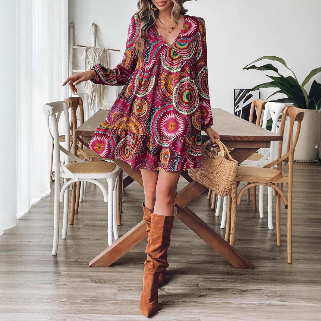 Lune London Bohemian Printed Mini Dress for Women
