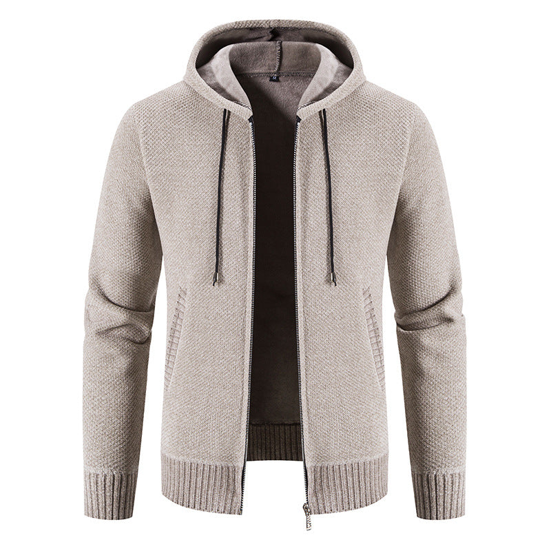 Men's knit hoodie jacket with structured design Lune London