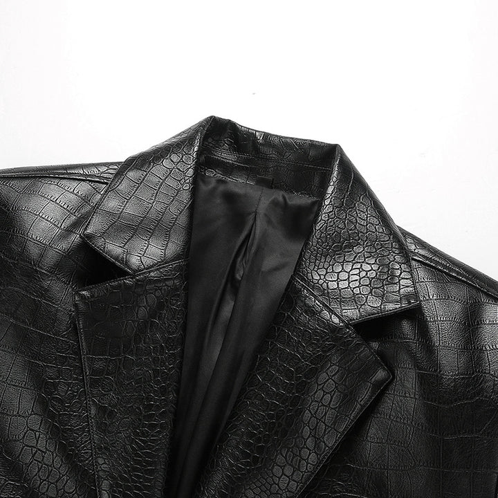 Trendy synthetic leather blazer for women Lune London