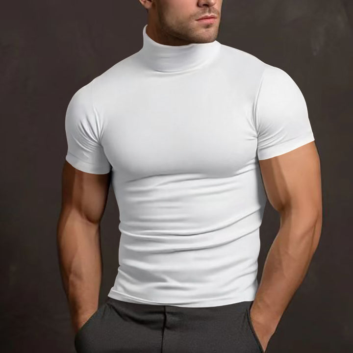 Fitted men's T-shirt with short high collar and highly stretchable material Lune London