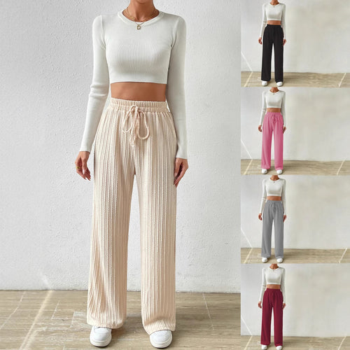 Comfortable lounge pants for women with elastic waistband and ribbed structure Lune London