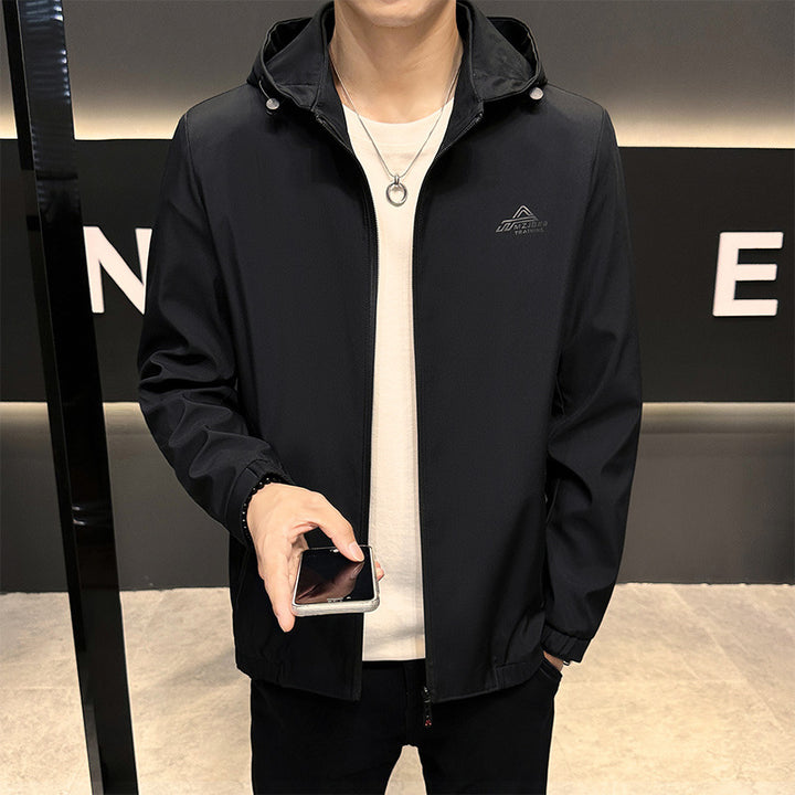 Lightweight functional jacket for men with adjustable hood Lune London