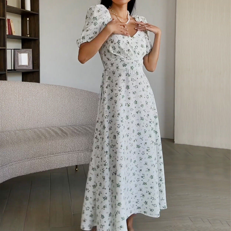 Robe Maxi Élégante pour Femmes avec Manches Bouffantes et Motif Floral Chic & Stil